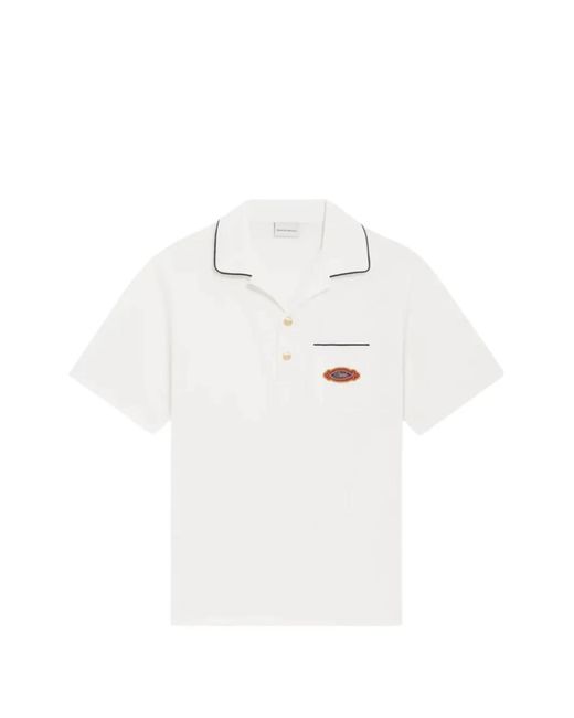 Drole de Monsieur White Trim-Pocket Polo Shirt for men