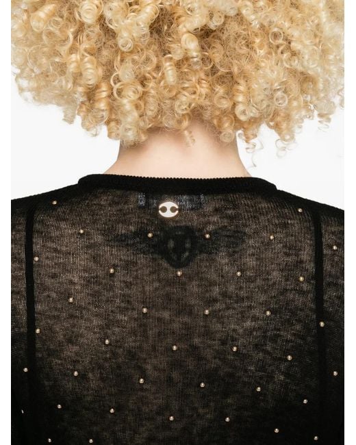 Rabanne Black Studded Long-Sleeve Maxi Dress