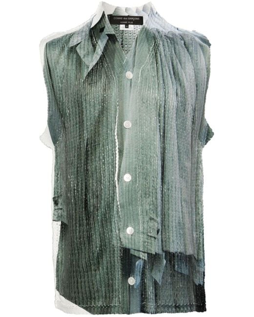 メンズ Comme des Garçons Hanging Jackets-print V-neck Vest Green