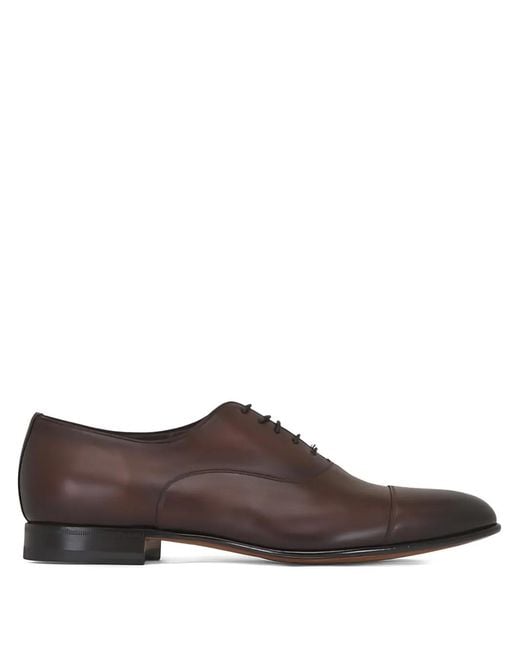 Santoni Brown Darian Lace-Up Osford Shoes for men