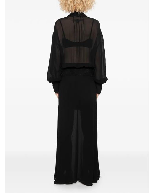 Patrizia Pepe Black Lace-Detail Asymmetric Dress