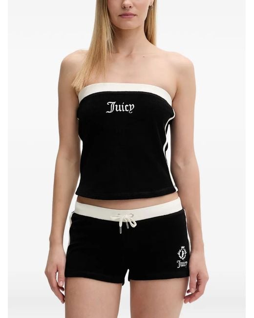 Juicy Couture Black Logo-Embroidered Strapless Blouse