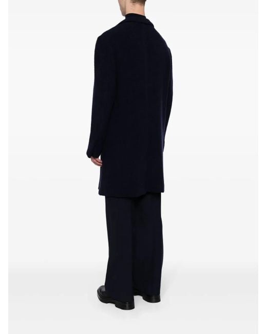 Kiton Black Single-Breasted Fleece Coat for men