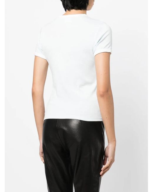 T-Shirt En Coton À Logo Brodé Courreges en coloris White