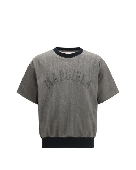 Maison Margiela Gray Flocked Logo Short Sleeve T-Shirt for men