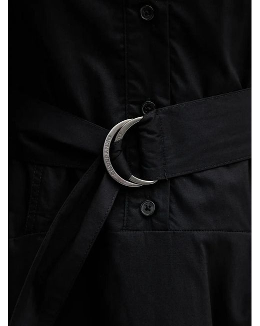 DKNY Black Belted Short-Sleeve Midi Dress