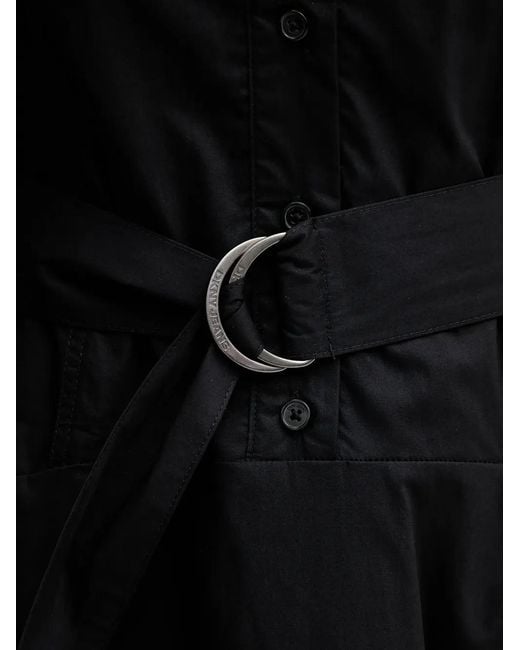 DKNY Black Belted Short-Sleeve Midi Dress
