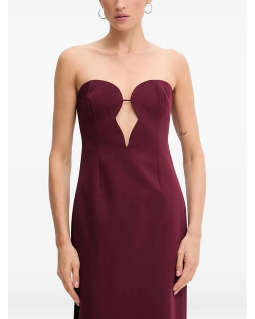 Bardot Red Eleni Strapless Cut-Out-Detail Midi Dress