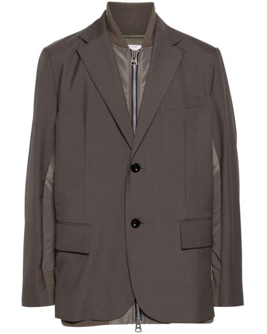 Sacai Brown Layered-design Jacket for men