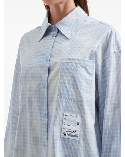 Mini Cream Blue Checkered Shirt