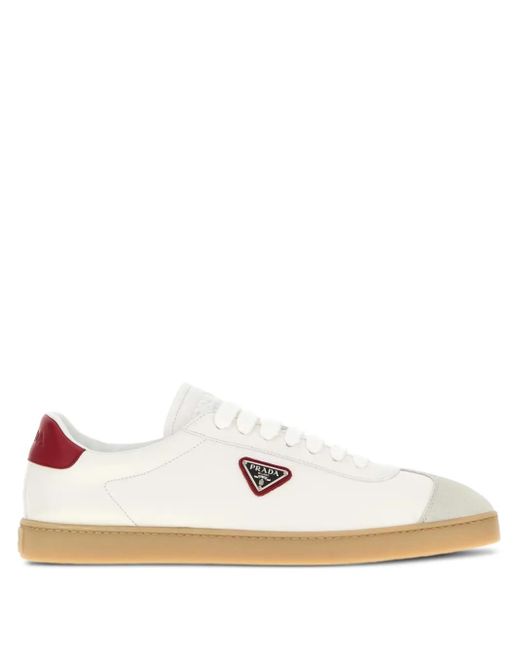 Prada White Triangle-Logo Sneakers for men