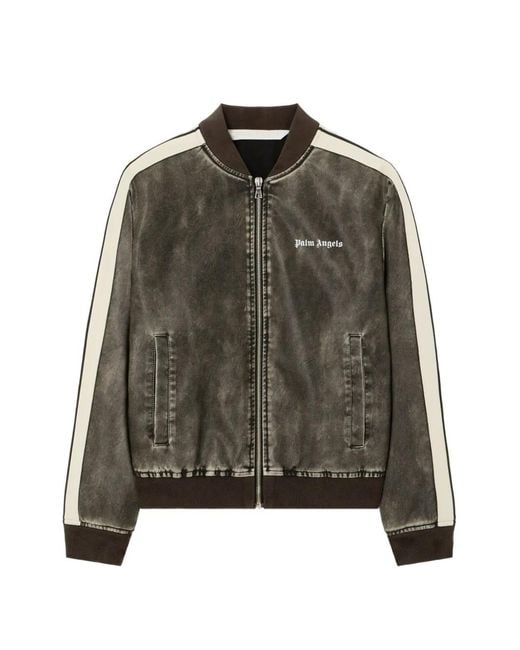 Palm Angels Green Classic Logo Stripe Bomber Jacket