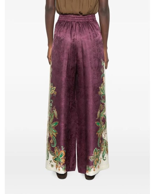 ALÉMAIS Purple Ruthie Paisley-Print Palazzo Pants