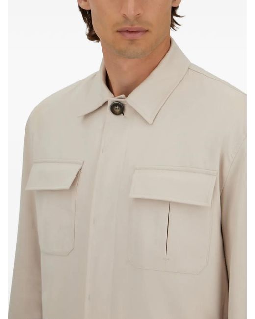 Herno White Flap-Pockets Cotton Shirt Jacket for men