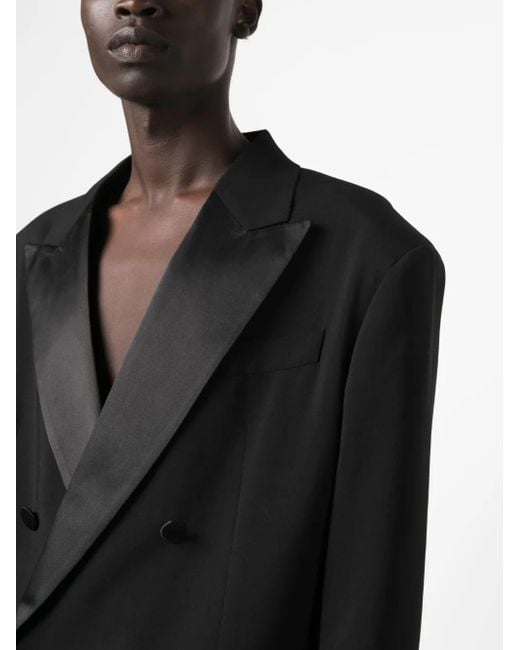 DSquared² Black Double-Breasted Silk-Lapels Blazer for men