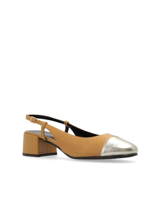 Tory Burch Brown 45Mm Slingback Leather Pumps