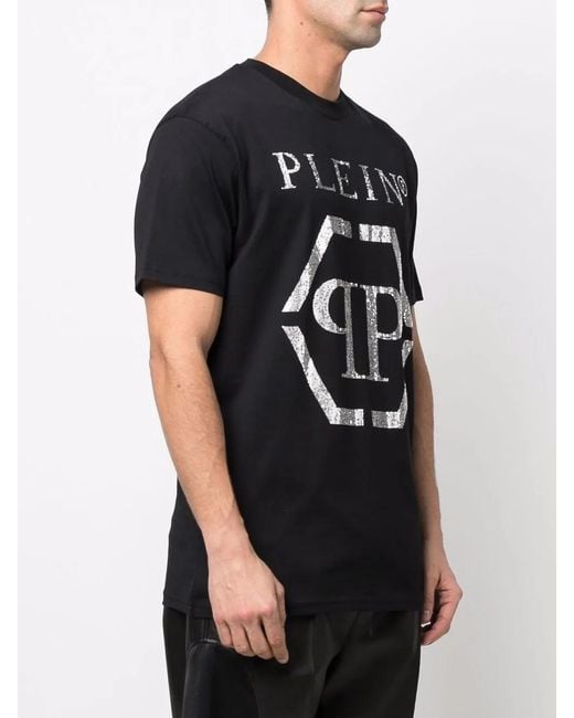Philipp Plein Black Hexagon-Logo T-Shirt