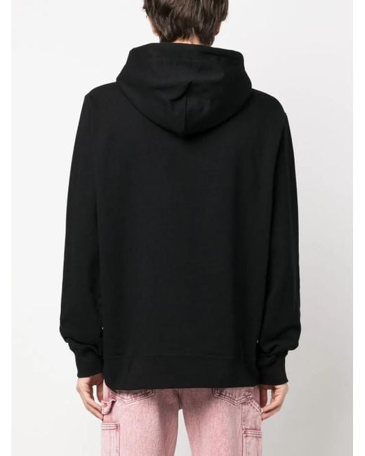 Gcds Black Cotton Drawstring Sweatshirt With Alien Patch for men