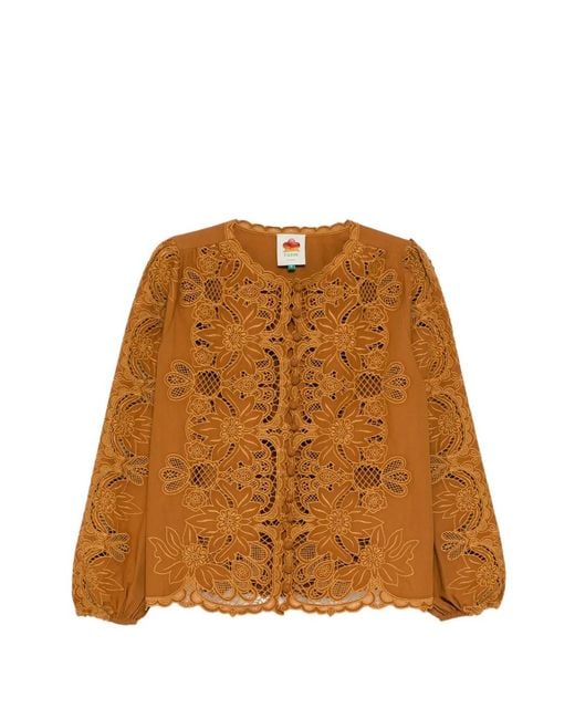 Farm Rio Brown Camel Richelieu Top