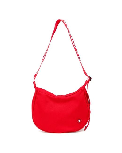 AAPE BY A BATHING AP Red Logo-Patch Shoulder Bag