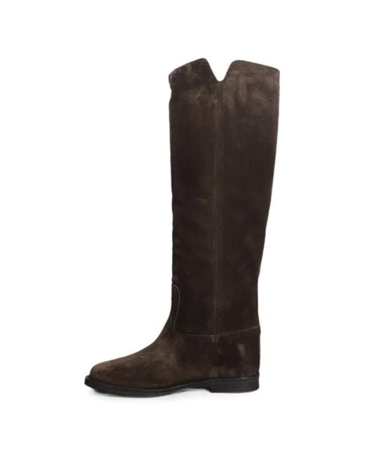 Via Roma 15 Black Internal Wedge-Heel Knee-High Boots
