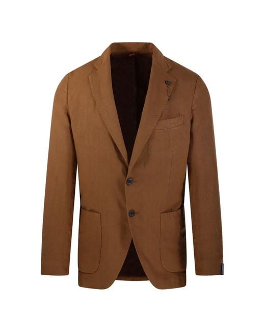 Santaniello Brown Buttoned Blazer for men