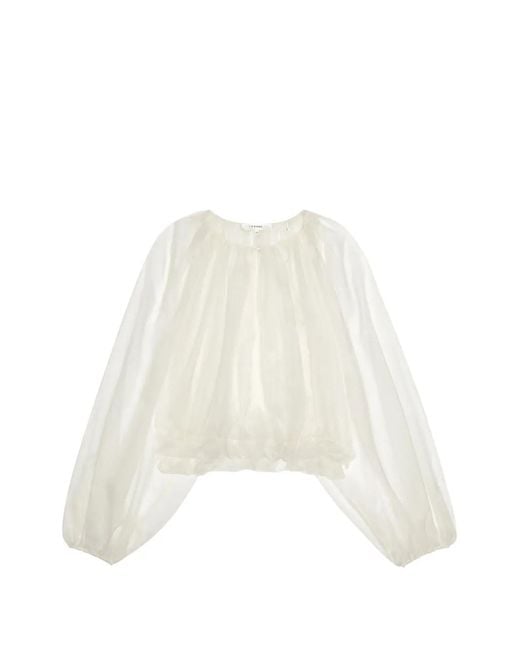 FRAME Women's White Balloon-Sleeve Blouse