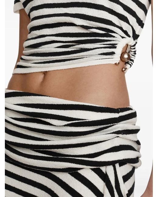 Christopher Esber Black Stripe Knit Ruched Orbit Knit Top
