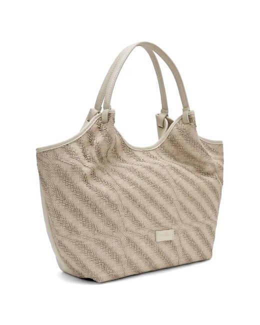 Frau Natural Herringbone-Effect Tote Bag