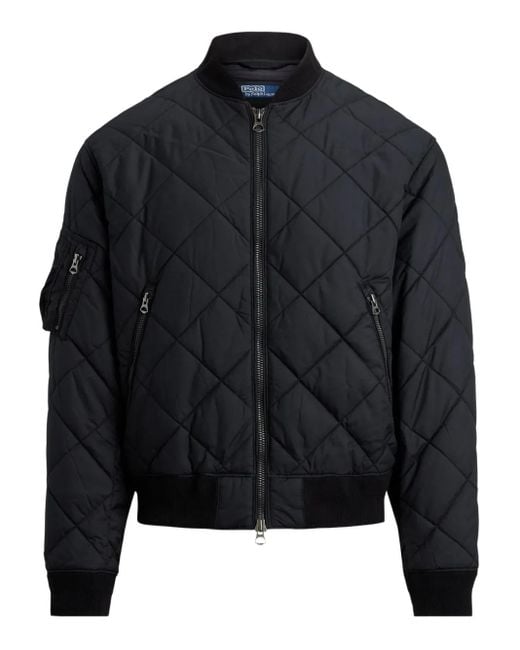 Polo Ralph Lauren Quilted Diamond-Pattern Bomber Jacket in Black for ...