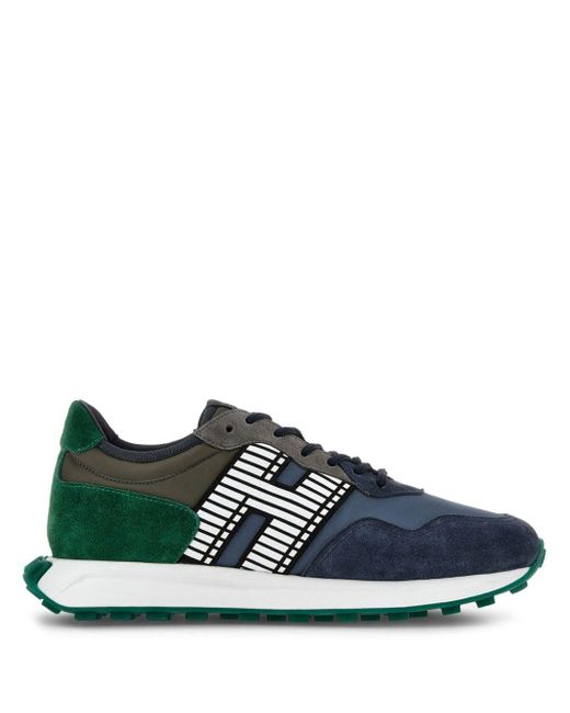 Hogan Green H601 Panelled Suede Sneakers for men