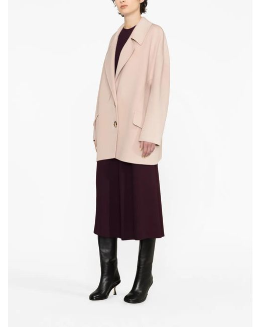 Pinko Natural Single-Breasted Wool Coat
