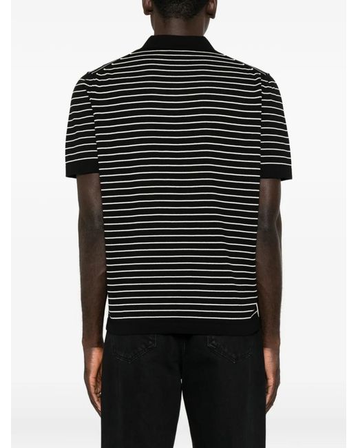 A.P.C. Black Striped Short-Sleeve Polo Shirt for men