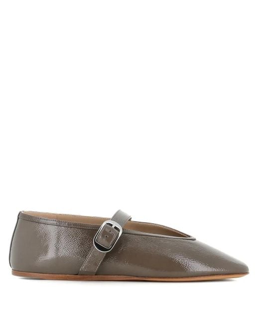 Le Monde Beryl Gray Ballerinas mit Schnallenriemen