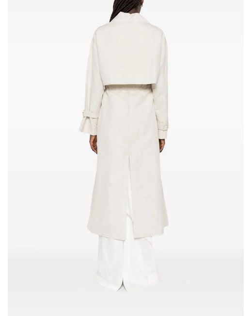 Viktoria Chan White Double-Breasted Belted Trench Coat