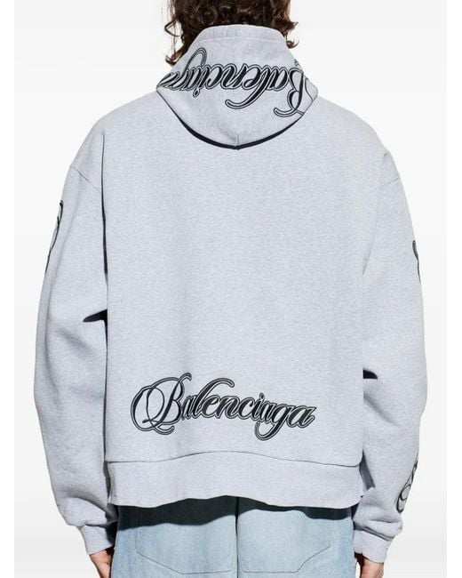 Balenciaga Gray Cursive Hoodie for men