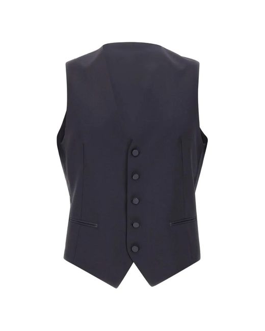 Tagliatore Blue V-Neck Waistcoat for men