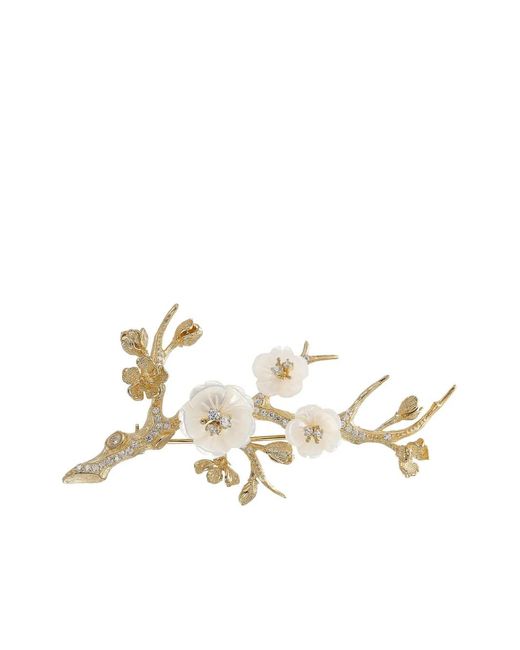 Anabela Chan Metallic Sakura Blossom Diamond Brooch