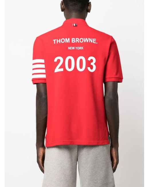 Polo Con Dettaglio A 4 Righe di Thom Browne in Red da Uomo