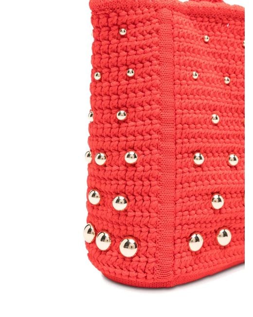 Sandro Red Stud-Embellished Tote Bag
