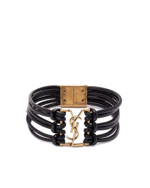 Saint Laurent Black Babylone Cord Bracelet