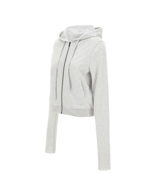 Entire studios White Zip Drawstring Cropped Hoodie
