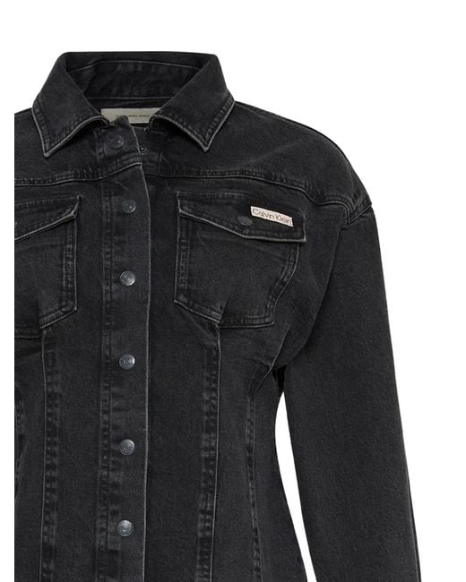Calvin Klein Black Denim Shirt Mini Dress