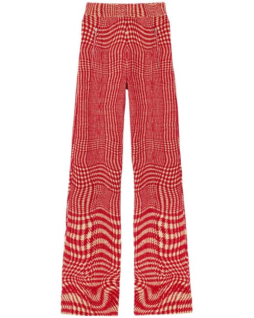 Pantalon Évasé À Motif Pied-De-Poule Burberry en coloris Red