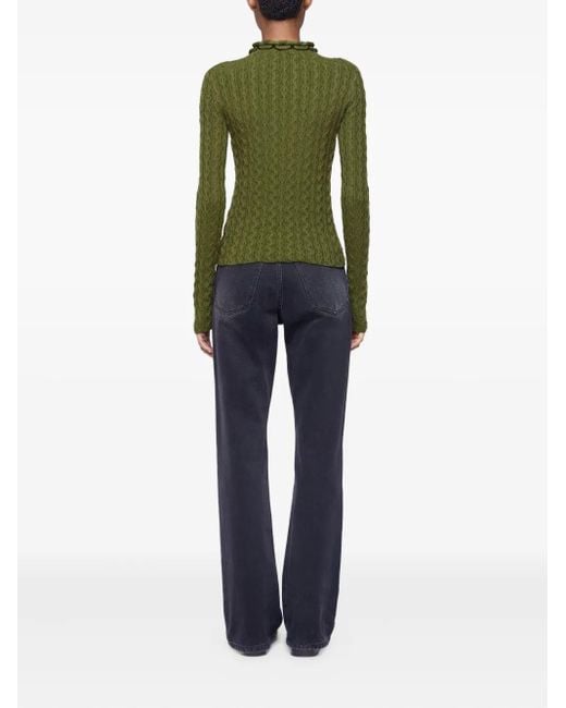 Rabanne Green Cable-Knit Top