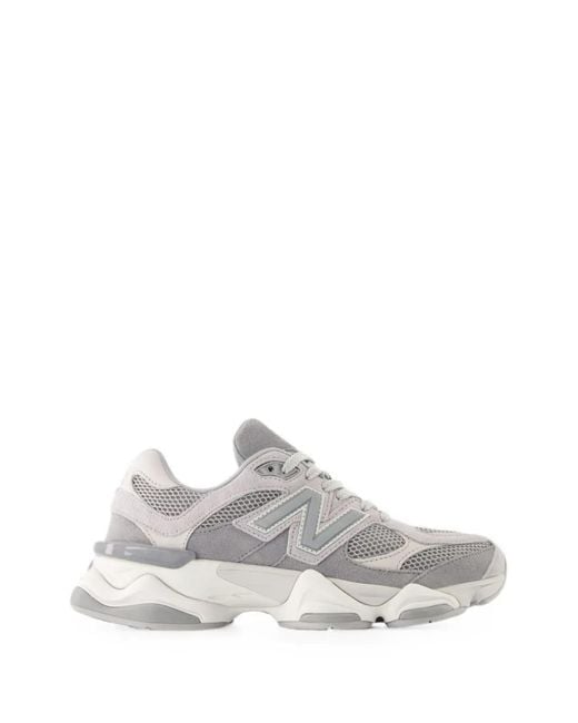 New Balance White 9060 Mesh-Panelled Sneakers