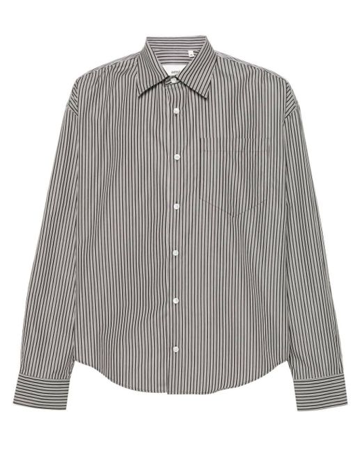 AMI Gray Black Ami De Coeur Striped Cotton Shirt - Unisex - Cotton