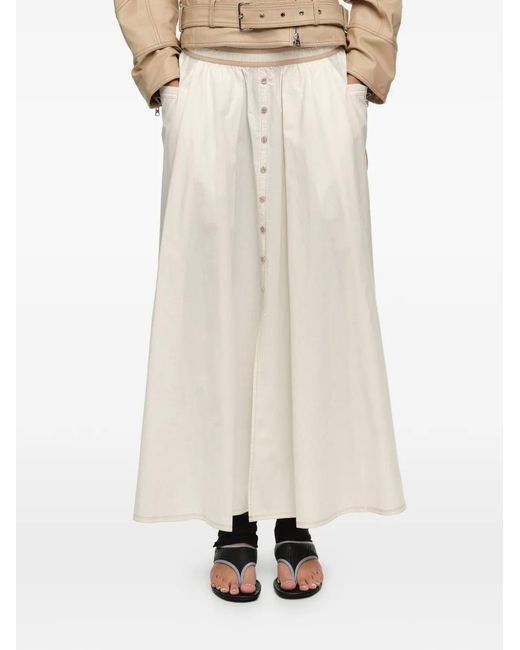 Bimba Y Lola White Buttoned Cotton Midi Skirt