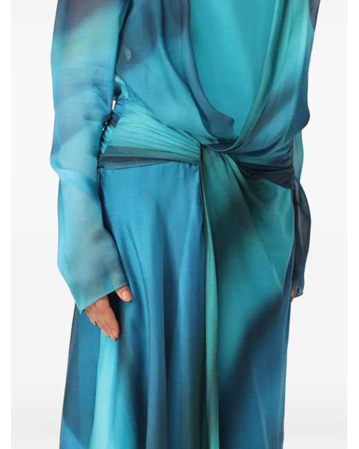 Abito Midi Con Stampa di Alberta Ferretti in Blue