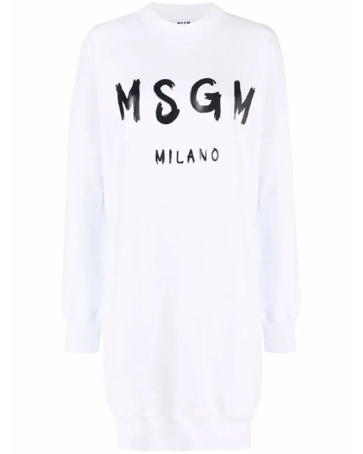 MSGM Sweaterjurk Met Logoprint in het White